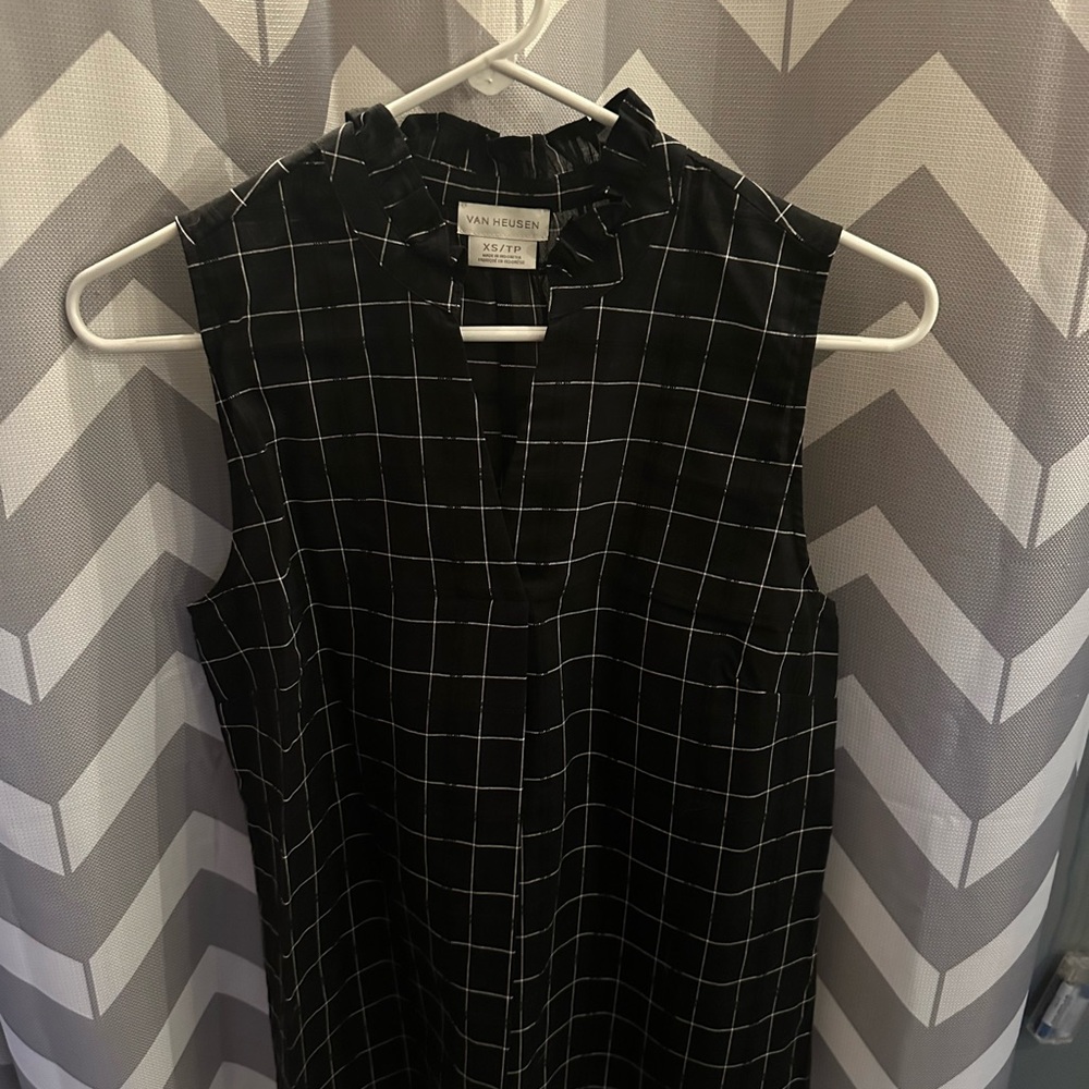 Van Heusen Black and White Checkered Sleeveless Top